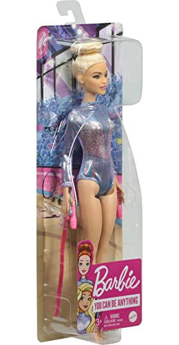 Barbie Rhythmic Gymnast Fashion Doll with Blonde Hair & Brown Eyes, Shimmery Leotard, Baton & Ribbon Accessories 12 Inch