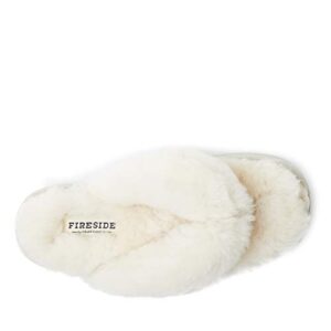 Fireside by Dearfoams Women's Auburn Thong Slipper, Natural, 8