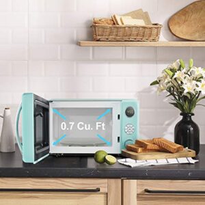 Galanz GLCMKA07GNR-07 Retro Microwave Oven, LED Lighting, Pull Handle Design, Child Lock, Surf Green, 0.7 cu ft