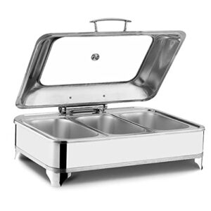 food warmers for parties buffets electric, stainless steel buffet server and warming tray, 9l, chafing dish buffet set - adjustable temperature + hot plate electricgn 1/3