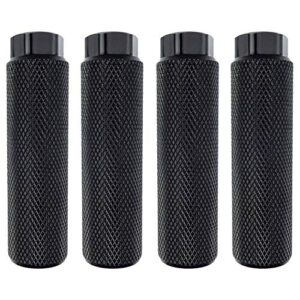 zelerdo 2 pairs aluminum alloy bike pegs for mountain bike cycling rear stunt pegs fit 3/8 inch axles (pure black,100x28 mm)
