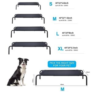 GDKASRNY Pet Bed,Portable Raised Cooling Steel-Framed Elevated Pet Bed 24" 32" 48", Elevated Mesh Pet Bed Durable Frame Dog Cot for Outdoor or Indoor Use with Skid-Resistant Feet Black Large (Medium)