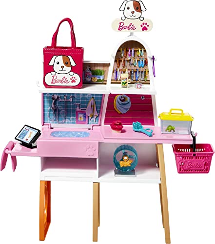 Barbie Doll and Playset, Pet Boutique with 4 Pets, Color-Change Grooming Feature and 20+ Themed Accessories