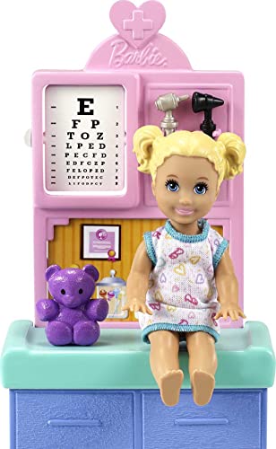 Barbie Careers Doll & Playset, Pediatrician Theme with Brunette Fashion Doll, 1 Patient Doll, Furniture & Accessories,White