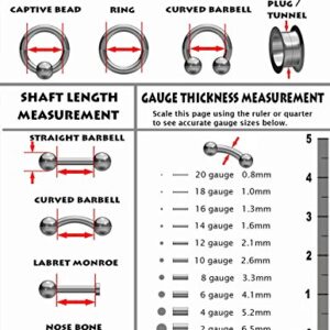 Amelia Fashion Implant Grade Titanium Threadless Push in Labret, Flat Back Studs with CZ Prong Set Top for Cartilage, Monroe, Nose and More (Choose Size) (18GA (1mm) L.1/4" (6mm) BALL: 3mm)