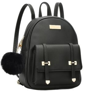 kkxiu women small backpack purse convertible leather mini daypacks crossbody shoulder bag (black)