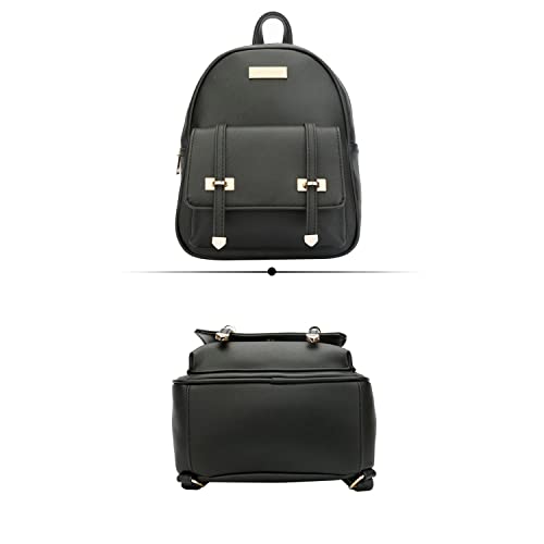 KKXIU Women Small Backpack Purse Convertible Leather Mini Daypacks Crossbody Shoulder Bag (Black)