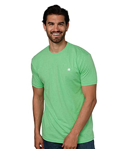 INTO THE AM Premium Men's Fitted Crew Neck Basic Tees - Modern Fit Fresh Classic Short Sleeve Logo T-Shirts for Men (Light Green, Large)