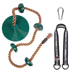 decorlife rope swing for tree, sturdy outdoor disc swing set for kid, climbing tree swing with strap & carabiner, easy setup
