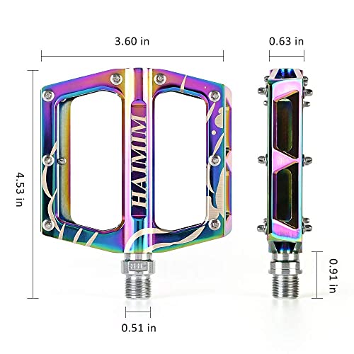 HAIMIM Road Bike Pedals 9/16 Sealed Bearing Mountain Bicycle Flat Pedals Lightweight Aluminum Alloy Wide Platform Cycling Pedal for BMX/MTB -Universal Lightweight Aluminum Alloy Platform Pedal