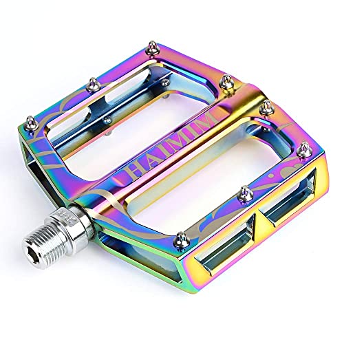 HAIMIM Road Bike Pedals 9/16 Sealed Bearing Mountain Bicycle Flat Pedals Lightweight Aluminum Alloy Wide Platform Cycling Pedal for BMX/MTB -Universal Lightweight Aluminum Alloy Platform Pedal