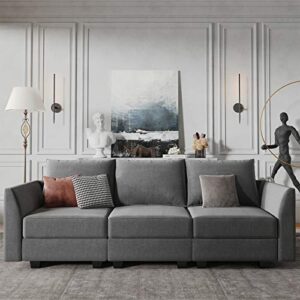 honbay convertible sectional sofa couch with modern fabric modular 3 seater sofa for apartment, grey