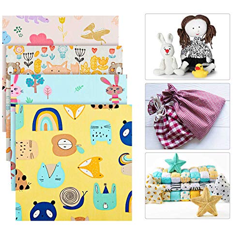 30 Pieces Animals Fat Quarters Fabric Bundles Cute Pattern Fabric Squares 10 x 10 Inch Squirrel Elk Bear Sewing Fabric Scrap for Quilting Patchwork Scrabooking Cloth DIY Craft