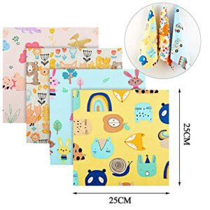 30 Pieces Animals Fat Quarters Fabric Bundles Cute Pattern Fabric Squares 10 x 10 Inch Squirrel Elk Bear Sewing Fabric Scrap for Quilting Patchwork Scrabooking Cloth DIY Craft