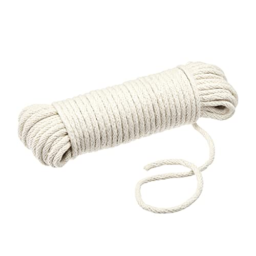 Amazon Basics Natural Cotton Braided Rope, All-Purpose, Clothesline, 3/16 Inch x 50 Foot (4.5mm x 15m), Off White