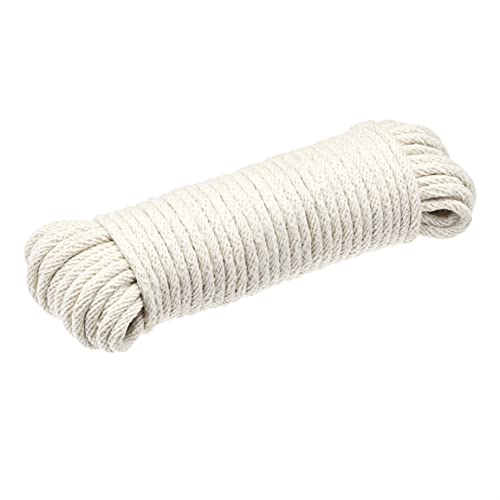 Amazon Basics Natural Cotton Braided Rope, All-Purpose, Clothesline, 3/16 Inch x 50 Foot (4.5mm x 15m), Off White