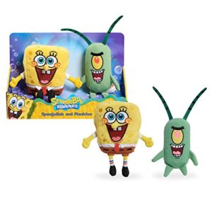 nickelodeon spongebob squarepants 2-piece plush set, 7-inch spongebob and 6-inch plankton, by just play