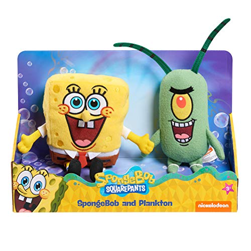 Nickelodeon Spongebob Squarepants 2-Piece Plush Set, 7-Inch Spongebob and 6-Inch Plankton, by Just Play
