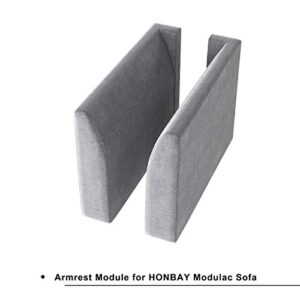 HONBAY Side Armrest Module for Modular Sofa Pair of Armrests for Sectional Modular Couch, Grey
