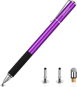 mixoo stylus pens for touch screens - disc & fiber tip 2 in 1 high sensitivity universal stylus for ipad, iphone, tablets and other capacitive touch screens (dark violet)