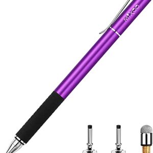 Mixoo Stylus Pens for Touch Screens - Disc & Fiber Tip 2 in 1 High Sensitivity Universal Stylus for iPad, iPhone, Tablets and Other Capacitive Touch Screens (Dark Violet)