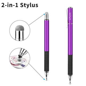 Mixoo Stylus Pens for Touch Screens - Disc & Fiber Tip 2 in 1 High Sensitivity Universal Stylus for iPad, iPhone, Tablets and Other Capacitive Touch Screens (Dark Violet)