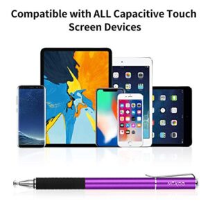 Mixoo Stylus Pens for Touch Screens - Disc & Fiber Tip 2 in 1 High Sensitivity Universal Stylus for iPad, iPhone, Tablets and Other Capacitive Touch Screens (Dark Violet)