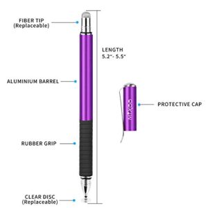 Mixoo Stylus Pens for Touch Screens - Disc & Fiber Tip 2 in 1 High Sensitivity Universal Stylus for iPad, iPhone, Tablets and Other Capacitive Touch Screens (Dark Violet)