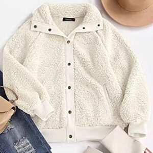 MEROKEETY Womens Winter Long Sleeve Button Sherpa Jacket Coat Casual Warm Fleece