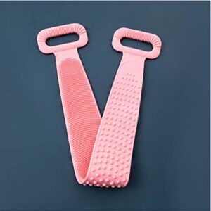 Silicone Bath Body Brush, Exfoliating Lengthen Silicone Body Back Scrubber, Easy to Clean, Lathers Well, Eco Friendly, Long Lasting, Comfortable Massage for Shower (Pink)