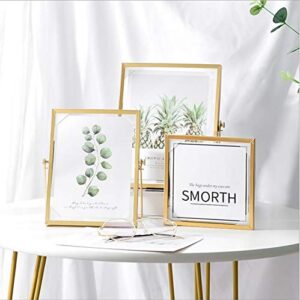 set of 3 glass photo frame collection simple metal geometric vintage style antique gold picture frames gold (metal01, 3pcs)