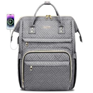 lovevook laptop backpack for women,15.6 inch professional womens travel backpack purse computer laptop bag nurse teacher backpack,waterproof college work bag carry on backpack with usb port,grey plait