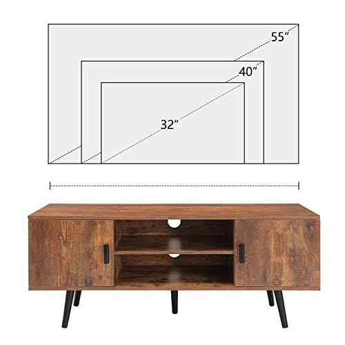 Iwell Mid-Century Boho Coffee Table & TV Stand with Storage for Living Room,Cocktail Table, TV Table, Rectangular Sofa Table, Office Table, Elegant Functional Table, Rustic Brown