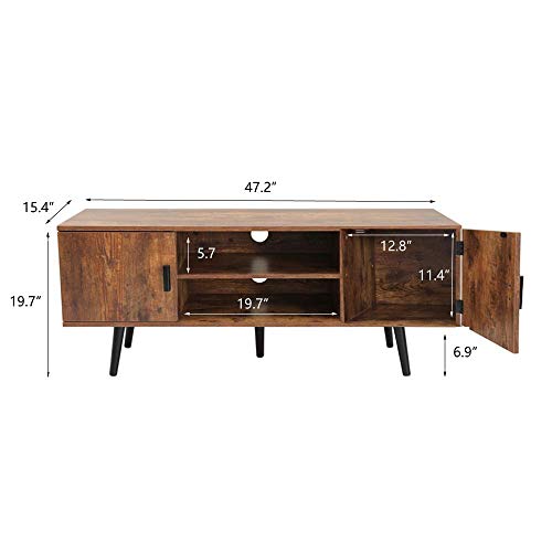 Iwell Mid-Century Boho Coffee Table & TV Stand with Storage for Living Room,Cocktail Table, TV Table, Rectangular Sofa Table, Office Table, Elegant Functional Table, Rustic Brown