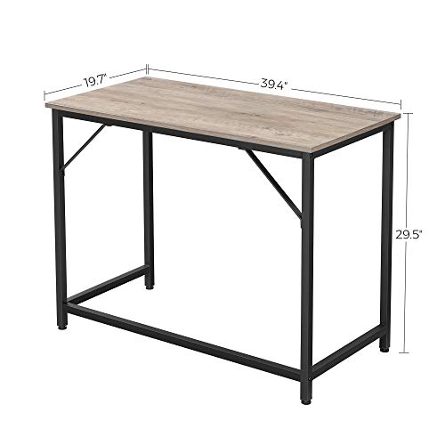 VASAGLE 39-Inch Computer Writing Desk, Home Office Small Study Workstation, Industrial Style PC Laptop Table, Steel Frame, 39.4, Greige + Black