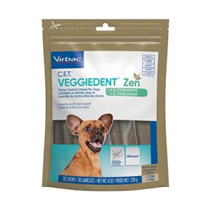 virbac c.e.t. veggiedent zen tartar control chews for dogs - extra small