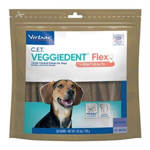 virbac c.e.t. veggiedent flex tartar control chews for dogs - medium