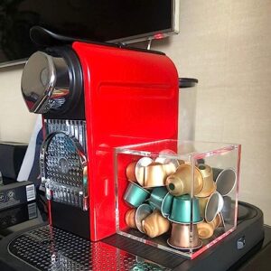 IHAYNER Coffee Pod Holder for Nespresso Capsules Vertuoline Tea Bag Organizer Clear Acrylic Dispenser