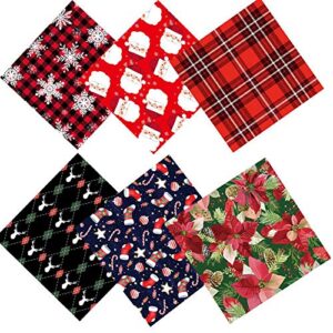 MoonyLI Christmas Cotton Fabric Craft Bundle Fabric Plaid Check Fabric Cloth Fabric Print Printed Fabric Scraps DIY Craft Christmas Patchwork Sewing Quilting Fabric Precut Fabric 6Pcs