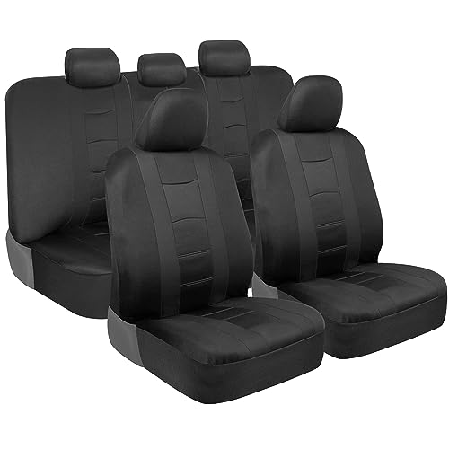 carXS Seat Covers for Cars, Black Two-Tone Car Seat Covers with Matching Back Seat Cover, Made to Fit Most Auto Truck Van SUV, Interior Car Accessories, Car Seat Cover Full Set