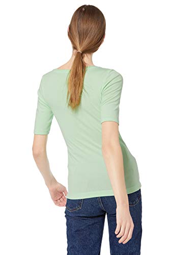 Amazon Essentials Women's Slim-Fit Half Sleeve Square Neck T-Shirt, Green, Medium