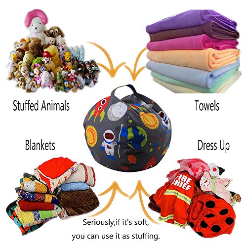 LMYOVE Stuffed Animal Storage Bean Bag Chair Cover for Kids, Organizing Plush Toys for Girls and Boys (26'', Astronaut)