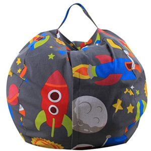 LMYOVE Stuffed Animal Storage Bean Bag Chair Cover for Kids, Organizing Plush Toys for Girls and Boys (26'', Astronaut)