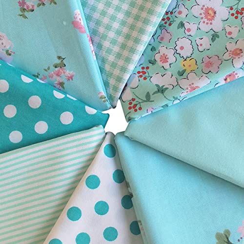 Mililanyo 8pcs 18 x 22inches (46x56cm) Cotton Fabric Green Pattern Pre-Cut Quilt Squares Fat Quarters Fabric Bundles for Sewing and Quilting