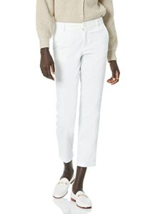 amazon essentials women's mid-rise slim-fit cropped tapered leg khaki pant, bright white, 12