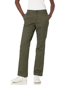 amazon essentials women's stretch twill chino pant (available in classic and curvy fits), dark olive, 10