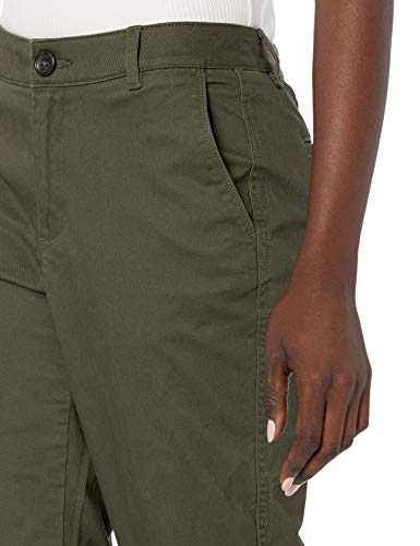 Amazon Essentials Women's Stretch Twill Chino Pant (Available in Classic and Curvy Fits), Dark Olive, 10