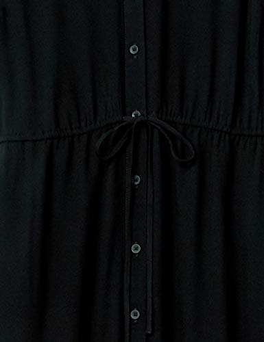 Amazon Essentials Women's Relaxed Fit Half-Sleeve Waisted Midi A-Line Dress, Black, Medium