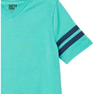 Amazon Essentials Boys' Short-Sleeve V-Neck T-Shirt Tops (Previously Spotted Zebra), Pack of 5, Green/Charcoal/Blue, BMX Print, Medium