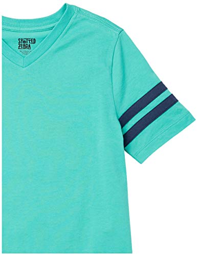 Amazon Essentials Boys' Short-Sleeve V-Neck T-Shirt Tops (Previously Spotted Zebra), Pack of 5, Green/Charcoal/Blue, BMX Print, Medium